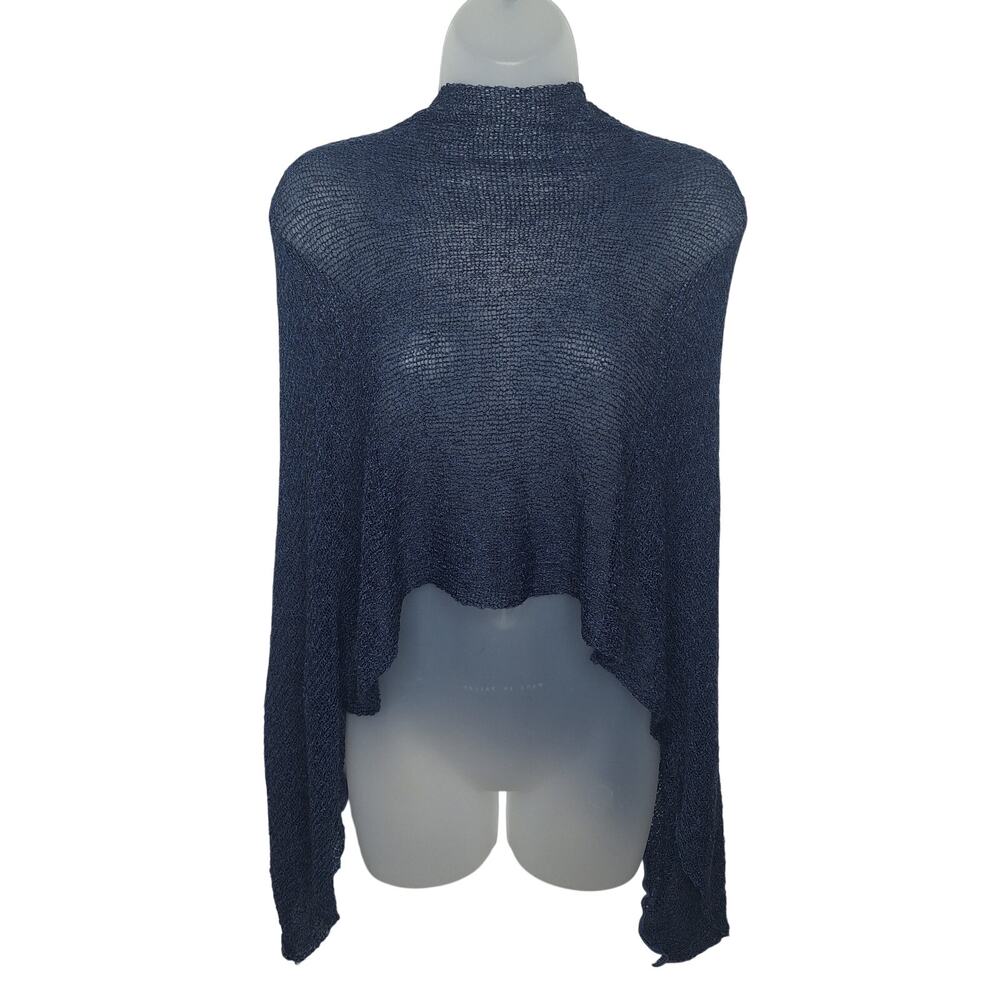 Van Klee Open Knit Poncho Wrap Shrug O/S Mesh Asymmetric Boho Fairy Lagenlook